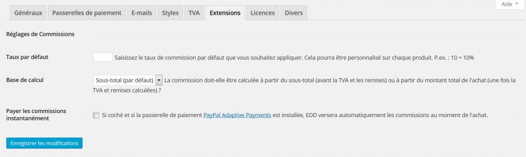 EDD Commissions Translations Reglages