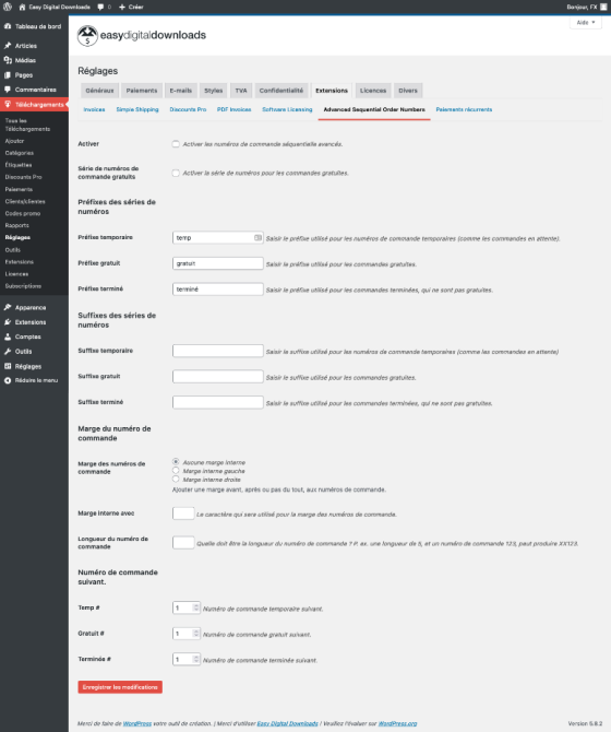 EDD Advanced Sequential Order Numbers Traduction WordPress en